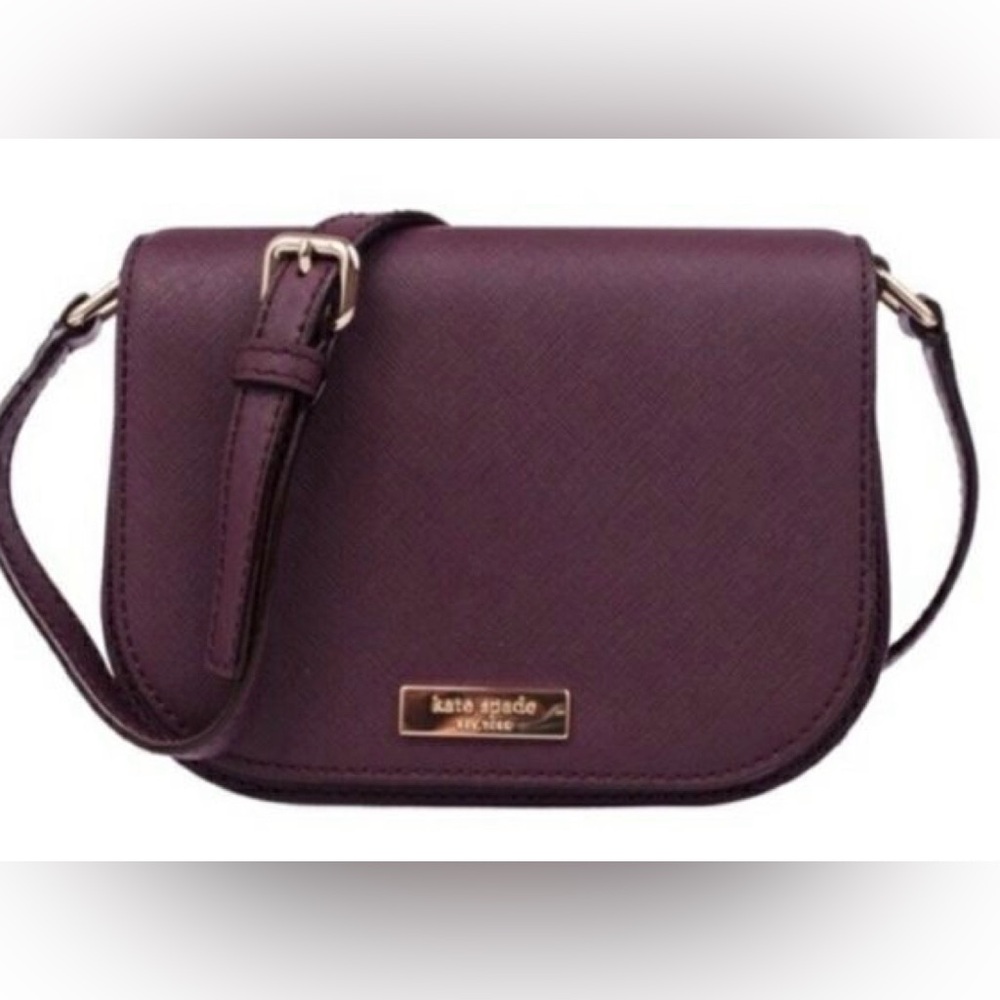 Kate Spade Laurel Way Carsen Leather Crossbody Bag Mullied Wine Plum